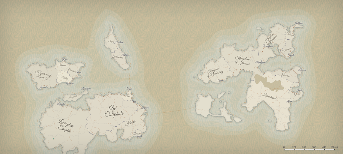 generic fantasy map with ancient faded look